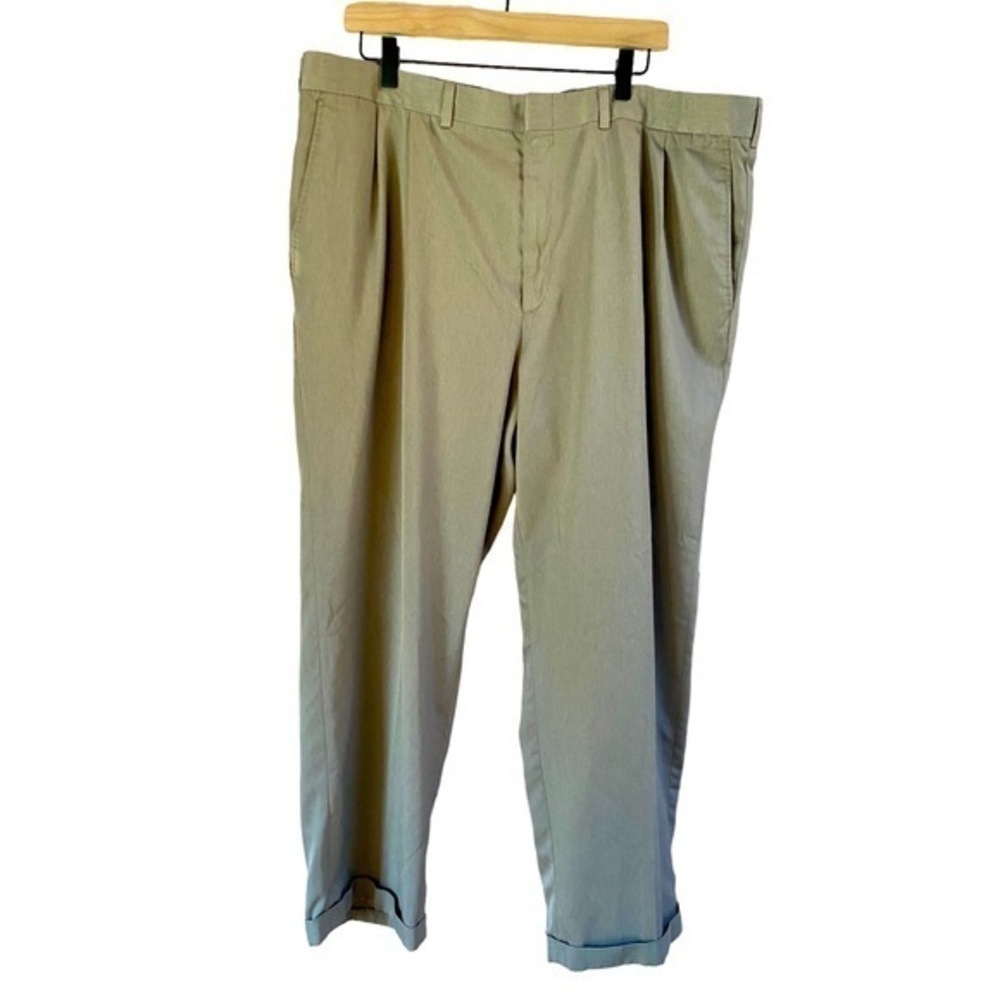 Farah Men’s khaki pebble flat front cuffed dress slacks pants 42x30